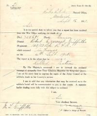 AF B104-52 - Notification of Death - 1146, Griffiths