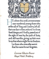 Memorial Scroll - 1571. Evans